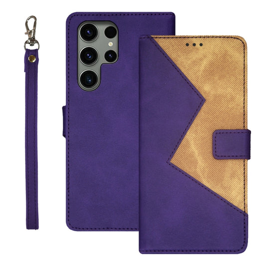 For Samsung Galaxy S24 Ultra 5G idewei Two-color Splicing Leather Phone Case(Purple) - Galaxy S24 Ultra 5G Cases by idewei | Online Shopping UK | buy2fix