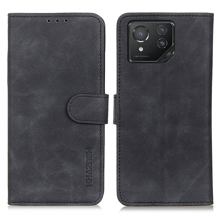 For Asus ROG Phone 8 KHAZNEH Retro Texture Flip Leather Phone Case(Black) - ASUS Cases by buy2fix | Online Shopping UK | buy2fix