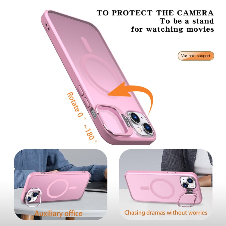 For iPhone 15 Metal Invisible Camera Holder MagSafe Magnetic Phone Case(Pink) - iPhone 15 Cases by buy2fix | Online Shopping UK | buy2fix