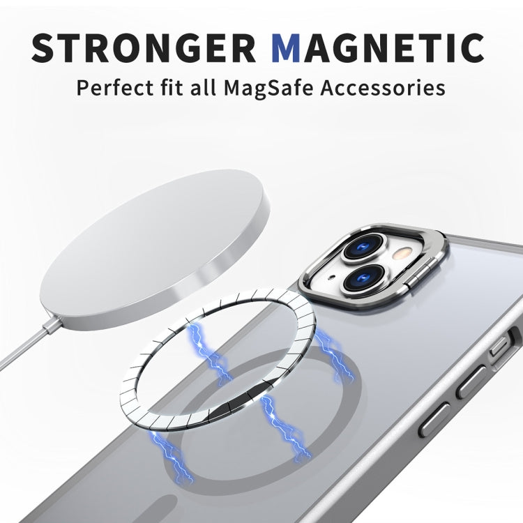 For iPhone 11 Metal Invisible Camera Holder MagSafe Magnetic Phone Case(Grey) - iPhone 11 Cases by buy2fix | Online Shopping UK | buy2fix