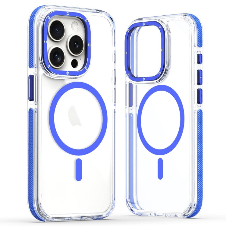 For iPhone 12 Pro Dual-Color Clear Acrylic Hybrid TPU MagSafe Phone Case(Blue) - iPhone 12 / 12 Pro Cases by buy2fix | Online Shopping UK | buy2fix