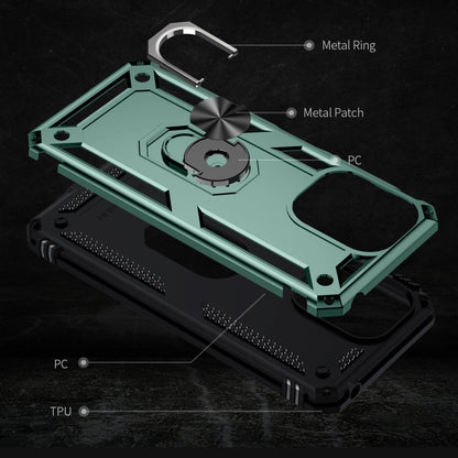 For Xiaomi Redmi 13C 4G/5G Shockproof TPU + PC Phone Case with Holder(Dark Green) - 13C Cases by buy2fix | Online Shopping UK | buy2fix