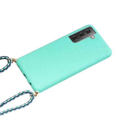 For Samsung Galaxy S24+ 5G Wheat Straw Material + TPU Phone Case with Lanyard(Green) - Galaxy S24+ 5G Cases by buy2fix | Online Shopping UK | buy2fix