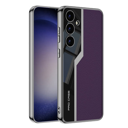 For For Samsung Galaxy S24+ 5G GKK Plating TPU + Leather Supercar Full Coverage Phone Case(Purple) - Galaxy S24+ 5G Cases by GKK | Online Shopping UK | buy2fix