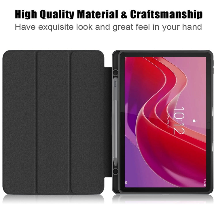 For Lenovo Tab M11 / Xiaoxin Pad 2024 Acrylic 3-Fold Solid Color Smart Leather Tablet Case(Pink) - Lenovo by buy2fix | Online Shopping UK | buy2fix