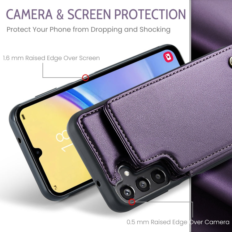 For Samsung Galaxy A15 CaseMe C22 Litchi Texture RFID Anti-theft Leather Phone Case(Purple) - Galaxy Phone Cases by CaseMe | Online Shopping UK | buy2fix