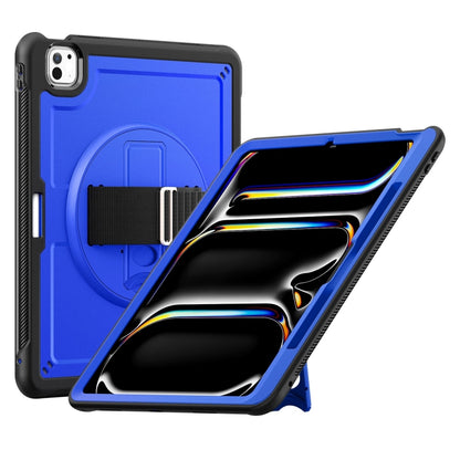 For iPad Pro 13 2024 Honeycomb Hand Grip Turntable Stand Tablet Case(Dark Blue) - iPad Pro 13 2024 Cases by buy2fix | Online Shopping UK | buy2fix