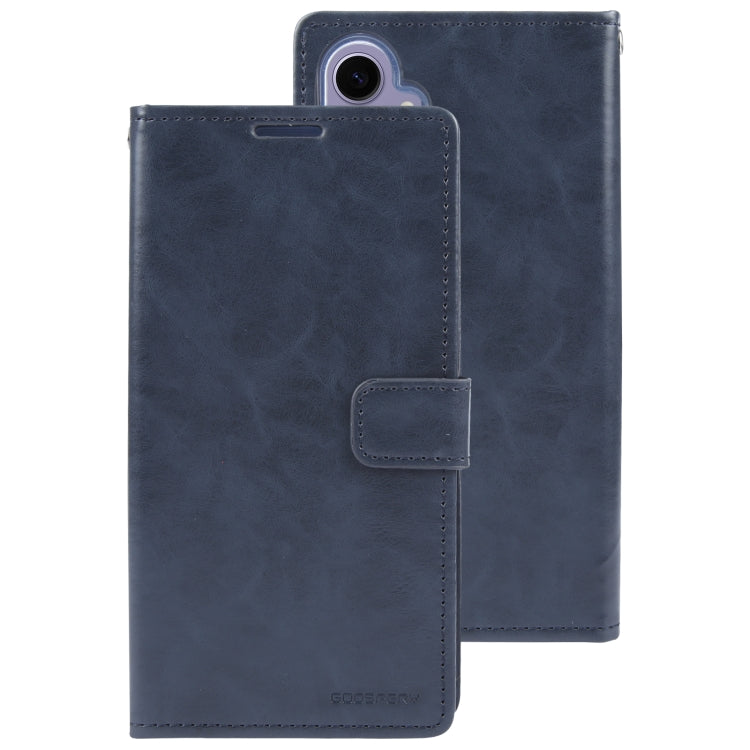 For Samsung Galaxy S24+ 5G GOOSPERY MANSOOR DIARY 9 Card Slots Leather Phone Case(Dark Blue) - Galaxy S24+ 5G Cases by GOOSPERY | Online Shopping UK | buy2fix