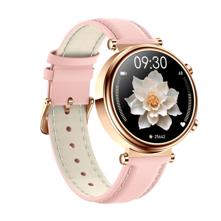 T86 Woman Health 1.27 inch Smart Watch, BT Call / Physiological Cycle / Heart Rate / Blood Pressure / Blood Glucose / SOS(Rose Gold Pink Leather) - Smart Wristbands by buy2fix | Online Shopping UK | buy2fix