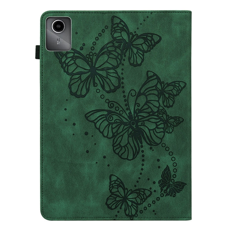For Lenovo Tab M11 / Xiaoxin Pad 11 2024 Embossed Butterfly Pattern Leather Tablet Case(Green) - Lenovo by buy2fix | Online Shopping UK | buy2fix