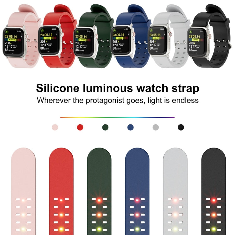 For Apple Watch Series 3 38mm Luminous Colorful Light Silicone Watch Band(Green) - Watch Bands by buy2fix | Online Shopping UK | buy2fix