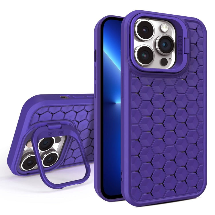 For iPhone 13 Pro Honeycomb Radiating Lens Holder Magsafe Phone Case(Purple) - iPhone 13 Pro Cases by buy2fix | Online Shopping UK | buy2fix