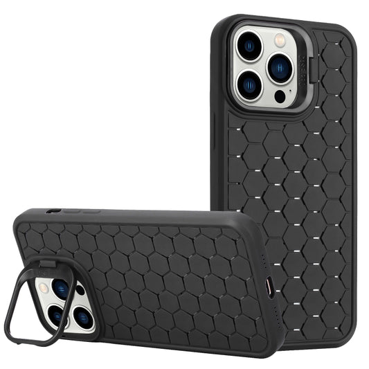 For iPhone 16 Pro Honeycomb Radiating Lens Holder Magsafe Phone Case(Black) - iPhone 16 Pro Cases by buy2fix | Online Shopping UK | buy2fix