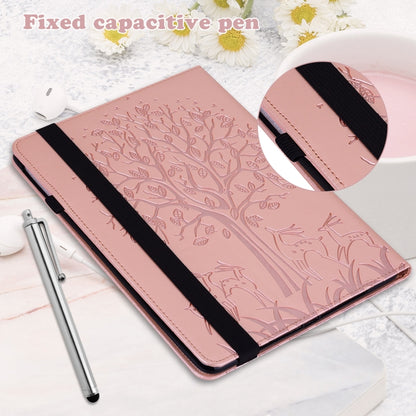 For Lenovo Tab M11 / Xiaoxin Pad 11 2024 Tree & Deer Embossed Leather Tablet Case(Pink) - Lenovo by buy2fix | Online Shopping UK | buy2fix