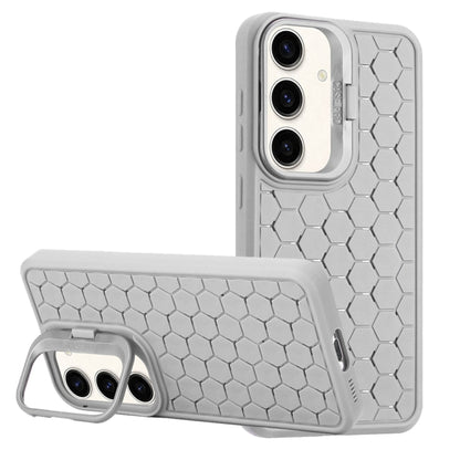 For Samsung Galaxy S24 5G Honeycomb Radiating Lens Holder Magsafe Phone Case(Grey) - Galaxy S24 5G Cases by buy2fix | Online Shopping UK | buy2fix