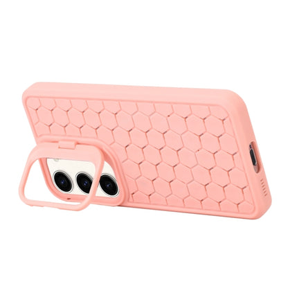For Samsung Galaxy S23 5G Honeycomb Radiating Lens Holder Magsafe Phone Case(Pink) - Galaxy S23 5G Cases by buy2fix | Online Shopping UK | buy2fix