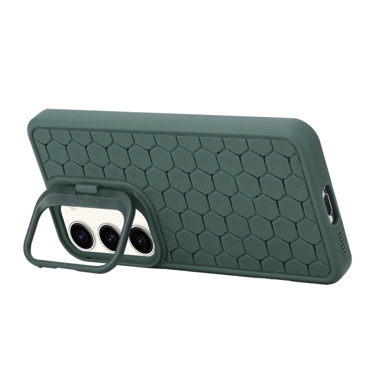 For Samsung Galaxy S23 5G Honeycomb Radiating Lens Holder Magsafe Phone Case(Green) - Galaxy S23 5G Cases by buy2fix | Online Shopping UK | buy2fix