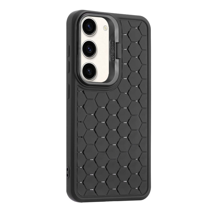 For Samsung Galaxy S23+ 5G Honeycomb Radiating Lens Holder Magsafe Phone Case(Black) - Galaxy S23+ 5G Cases by buy2fix | Online Shopping UK | buy2fix