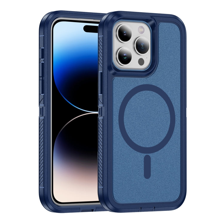 For iPhone 14 Pro Max Guard Magsafe Magnetic Ring Matte Phone Case(Royal Blue) - iPhone 14 Pro Max Cases by buy2fix | Online Shopping UK | buy2fix