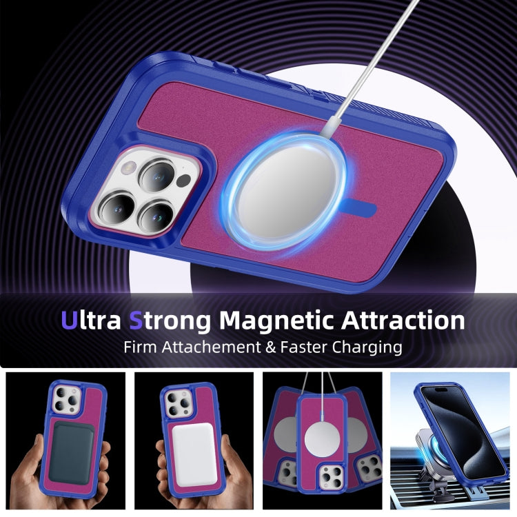 For iPhone 12 / 12 Pro Guard Magsafe Magnetic Ring Matte Phone Case(Blue+Rose Red) - iPhone 12 / 12 Pro Cases by buy2fix | Online Shopping UK | buy2fix