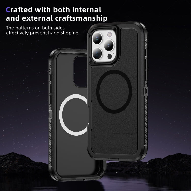 For iPhone 16 Pro Max Guard Magsafe Magnetic Ring Matte Phone Case(Black) - iPhone 16 Pro Max Cases by buy2fix | Online Shopping UK | buy2fix