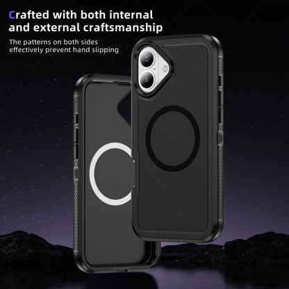 For iPhone 16 Guard Magsafe Magnetic Ring Matte Phone Case(Black) - iPhone 16 Cases by buy2fix | Online Shopping UK | buy2fix