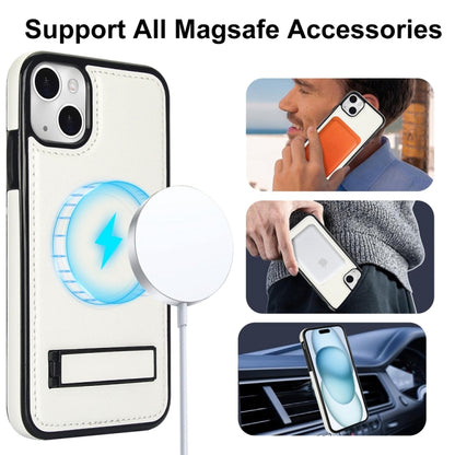 For iPhone 15 Plus Retro Leather Invisible Stand MagSafe Phone Case(White) - iPhone 15 Plus Cases by buy2fix | Online Shopping UK | buy2fix