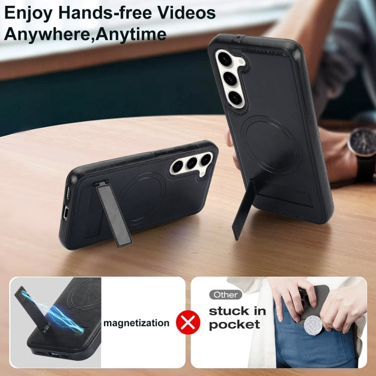 For Samsung Galaxy S23+ 5G Retro Leather Invisible Stand MagSafe Phone Case(Black) - Galaxy S23+ 5G Cases by buy2fix | Online Shopping UK | buy2fix