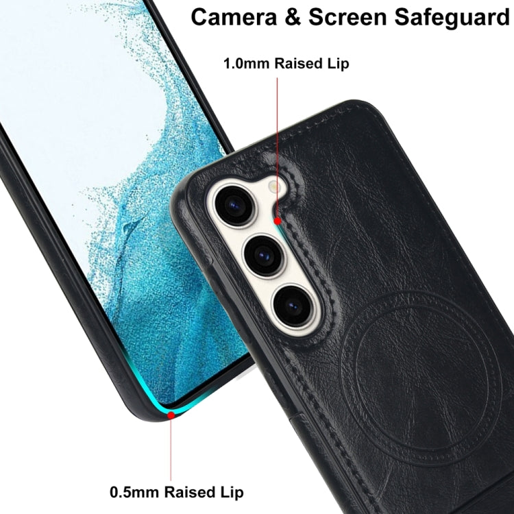 For Samsung Galaxy S23+ 5G Retro Leather Invisible Stand MagSafe Phone Case(Black) - Galaxy S23+ 5G Cases by buy2fix | Online Shopping UK | buy2fix