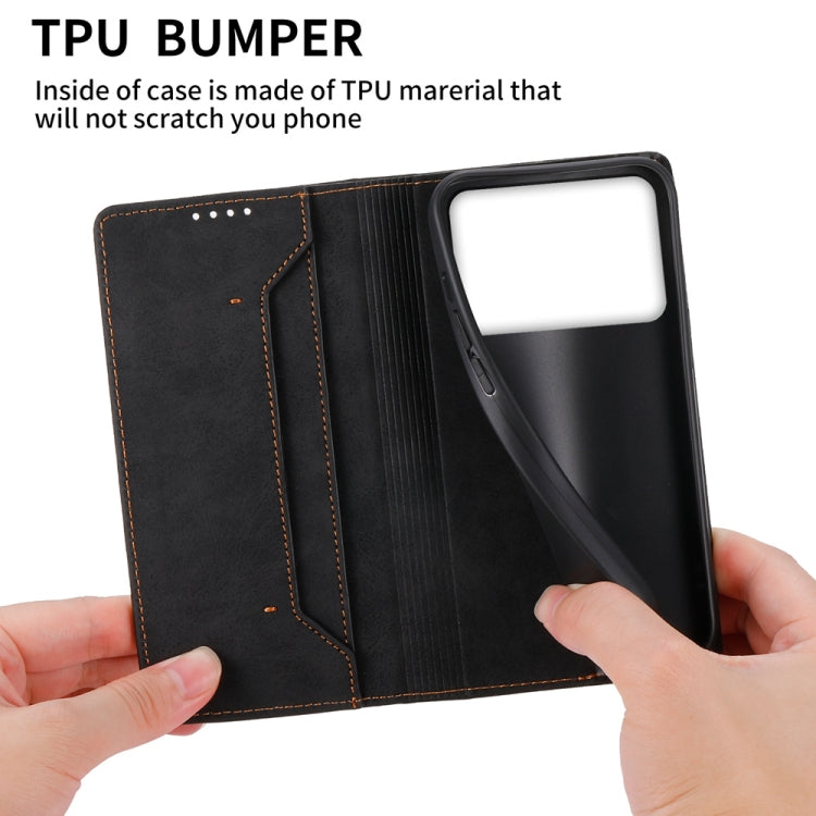 For Redmi K70 Ultra Business Solid Color Magnetic RFID Leather Phone Case(Black) - Xiaomi Cases by buy2fix | Online Shopping UK | buy2fix