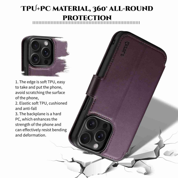 For iPhone 14 / 13 ESEBLE E1 Nappa Texture MagSafe Holder Leather Phone Case(Dark Purple) - iPhone 14 Cases by ESEBLE | Online Shopping UK | buy2fix