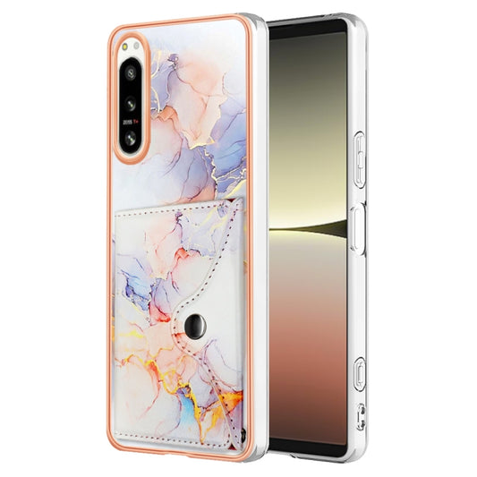 For Sony Xperia 5 IV Marble Pattern IMD Card Slot Phone Case(Galaxy Marble White) - Sony Cases by buy2fix | Online Shopping UK | buy2fix