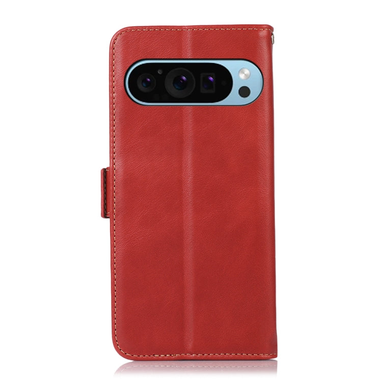 For Google Pixel 9 Crazy Horse Top Layer Cowhide Leather Phone Case(Red) - Google Cases by buy2fix | Online Shopping UK | buy2fix