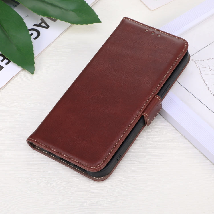 For Google Pixel 9 Pro Crazy Horse Top Layer Cowhide Leather Phone Case(Brown) - Google Cases by buy2fix | Online Shopping UK | buy2fix