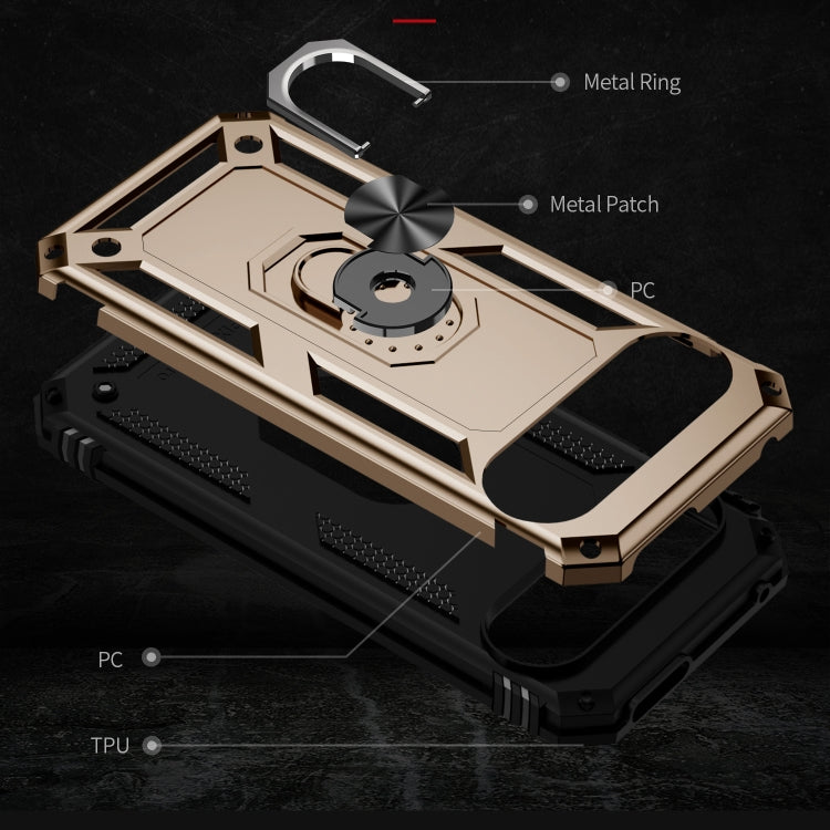 For Google Pixel 9 Pro Shockproof TPU + PC Phone Case with Holder(Gold) - Google Cases by buy2fix | Online Shopping UK | buy2fix