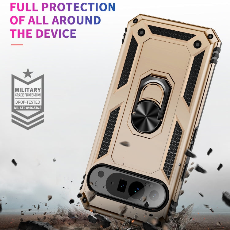 For Google Pixel 9 Pro Shockproof TPU + PC Phone Case with Holder(Gold) - Google Cases by buy2fix | Online Shopping UK | buy2fix