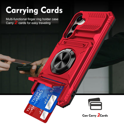 For Samsung Galaxy S24 5G TPU+PC Shockproof Card Phone Case with Metal Ring Holder(Red) - Galaxy S24 5G Cases by buy2fix | Online Shopping UK | buy2fix