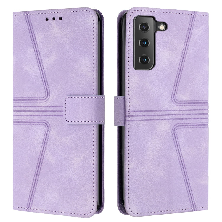 For Samsung Galaxy S22+ 5G Triangle Solid Color Leather Phone Case(Purple) - Galaxy S22+ 5G Cases by buy2fix | Online Shopping UK | buy2fix