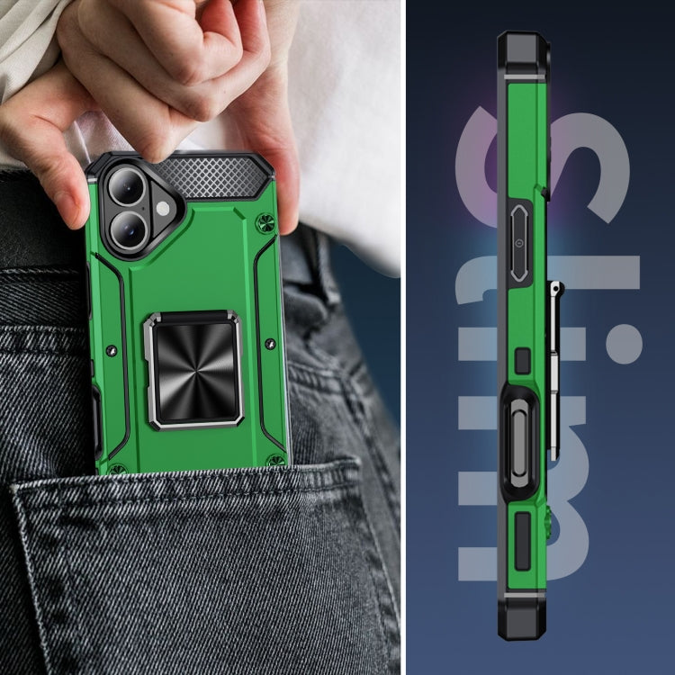 For iPhone 16 Pro Shockproof Metal Holder Phone Case(Green) - iPhone 16 Pro Cases by buy2fix | Online Shopping UK | buy2fix