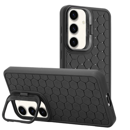 For Samsung Galaxy A15 4G/5G Honeycomb Radiating Lens Holder TPU Phone Case(Black) - Galaxy Phone Cases by buy2fix | Online Shopping UK | buy2fix