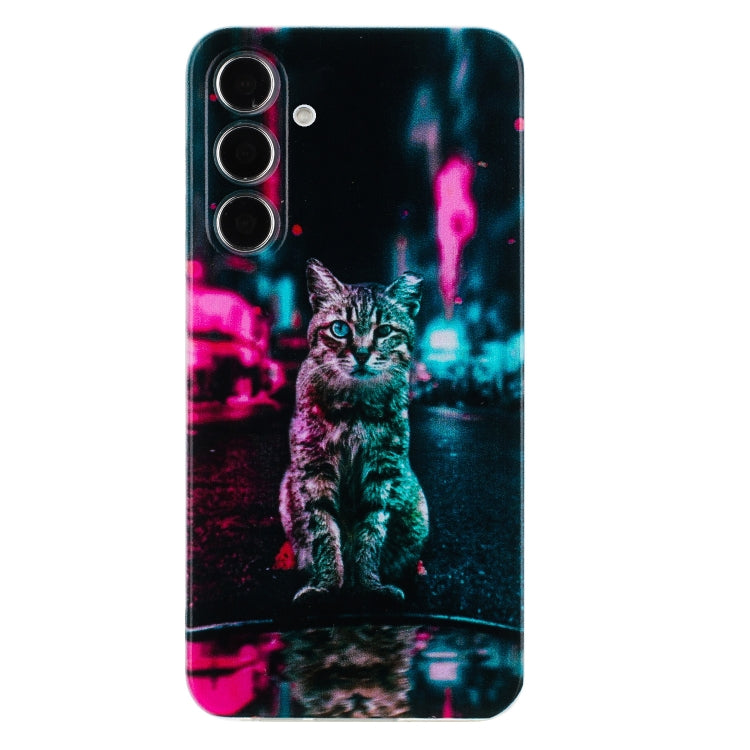 For Samsung Galaxy S24 5G Colorful Painting Pattern TPU Phone Case(Traffic Light Cat) - Galaxy S24 5G Cases by buy2fix | Online Shopping UK | buy2fix