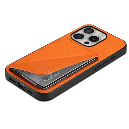 For iPhone 16 Pro Max D04 Calf Texture Dual Card Slot Holder Phone Case(Orange) - iPhone 16 Pro Max Cases by buy2fix | Online Shopping UK | buy2fix