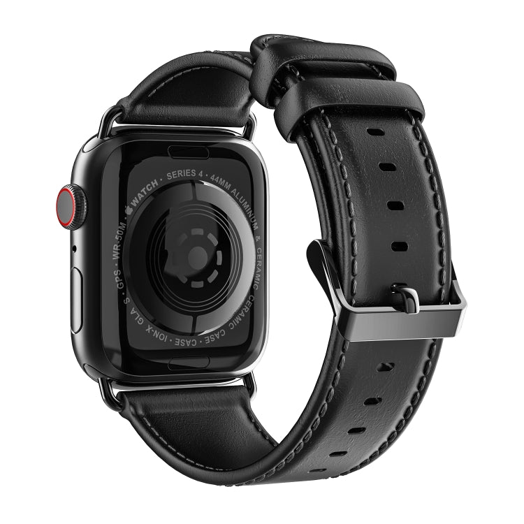 For Apple Watch Ultra 2 49mm DUX DUCIS Business Genuine Leather Watch Strap(Black) - Watch Bands by DUX DUCIS | Online Shopping UK | buy2fix