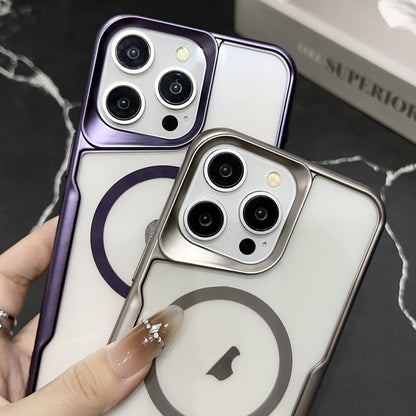 For iPhone 13 Blade Electroplating Frosted MagSafe Magnetic Phone Case(Purple) - iPhone 13 Cases by buy2fix | Online Shopping UK | buy2fix