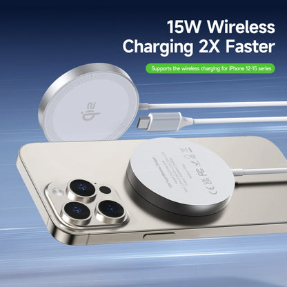 DUZZONA W18 15W Qi2 MagSafe Magnetic Suction Wireless Charger(White) - Wireless Charger by DUZZONA | Online Shopping UK | buy2fix