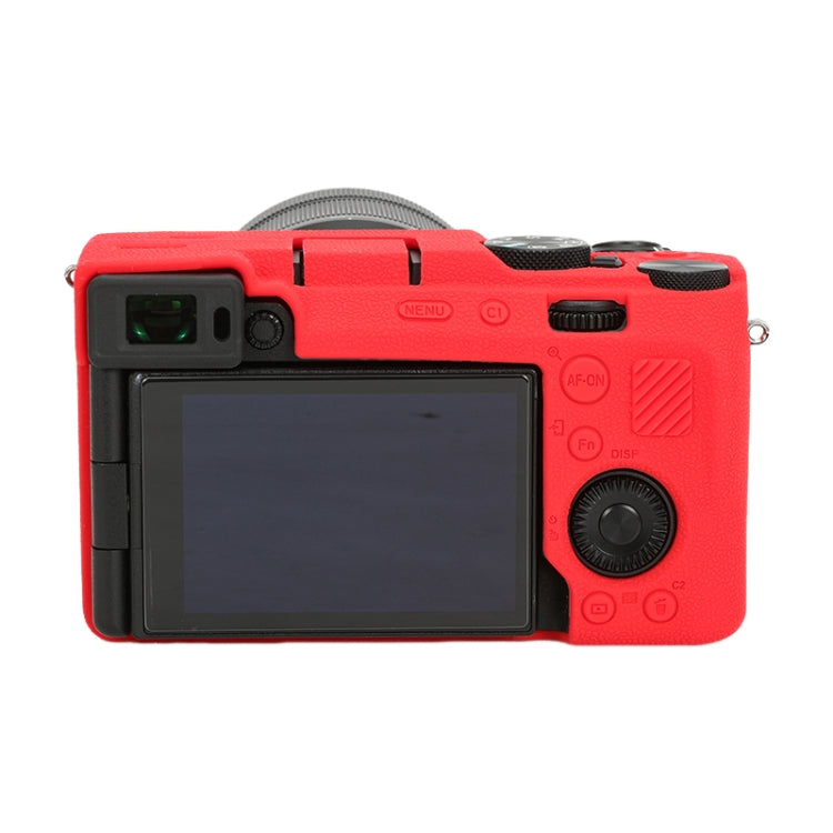 For Sony ILCE-7CM2 / A7C II / A7CR Litchi Texture Soft Silicone Protective Case(Red) - Protective Case by buy2fix | Online Shopping UK | buy2fix