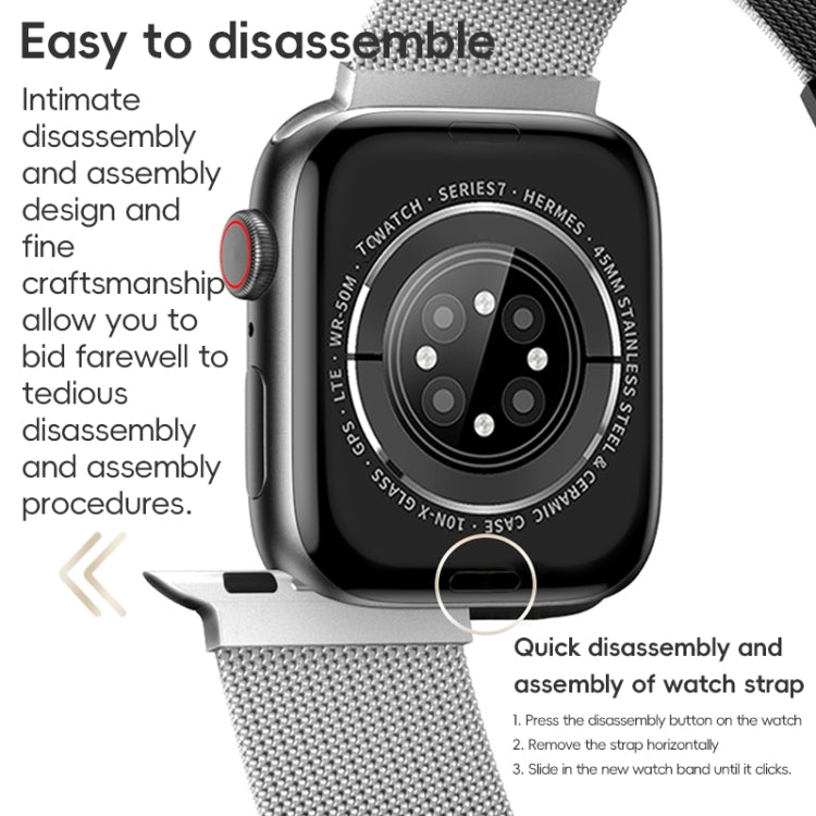 For Apple Watch Series 5 44mm ZGA Milanese Magnetic Metal Watch Band(Silver) - Watch Bands by ZGA | Online Shopping UK | buy2fix