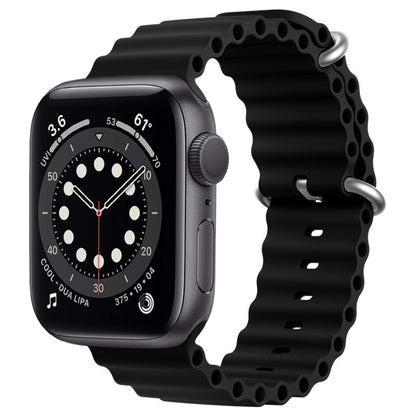 For Apple Watch Series 6 44mm ZGA Ocean Silicone Watch Band(Black) - Watch Bands by ZGA | Online Shopping UK | buy2fix