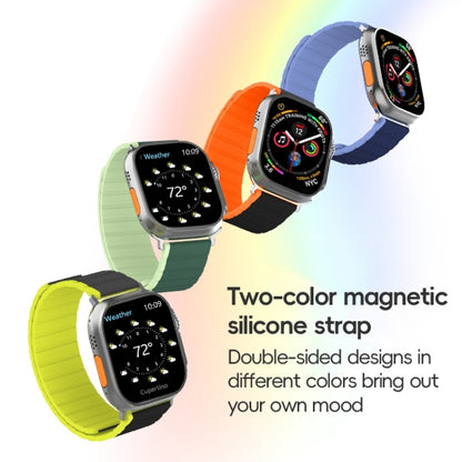 For Apple Watch 42mm ZGA Two Color Magnetic Silicone Watch Band(Dark Green+Light Green) - Watch Bands by ZGA | Online Shopping UK | buy2fix