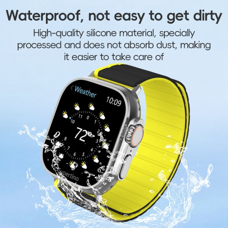 For Apple Watch Series 8 45mm ZGA Two Color Magnetic Silicone Watch Band(Grey+Yellow) - Watch Bands by ZGA | Online Shopping UK | buy2fix